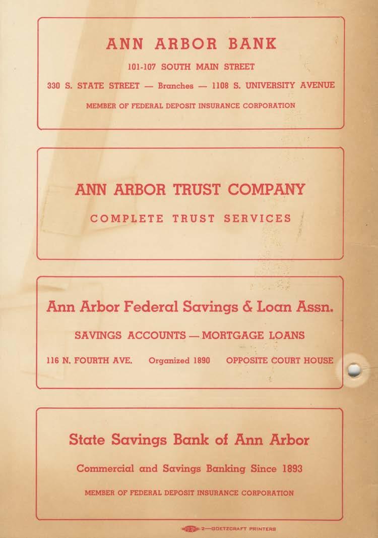 ANN ARBOR BANK 101-107 SOUTH MAIN STREET 330 S. STATE STREET - Branches - 1108 S.