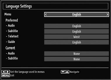 Language: Confi gures language settings. Parental: Confi gures parental settings. Timers: Sets timers for selected programmes. Date/Time: Sets date and time.