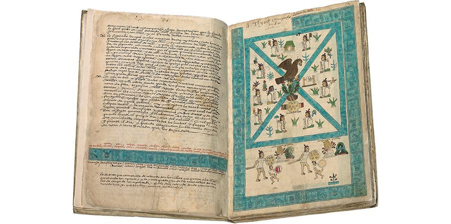 81. Frontispiece of the Codex Mendoza. Viceroyalty of New Spain. c. 1541-1542 CE. Ink and color on paper.