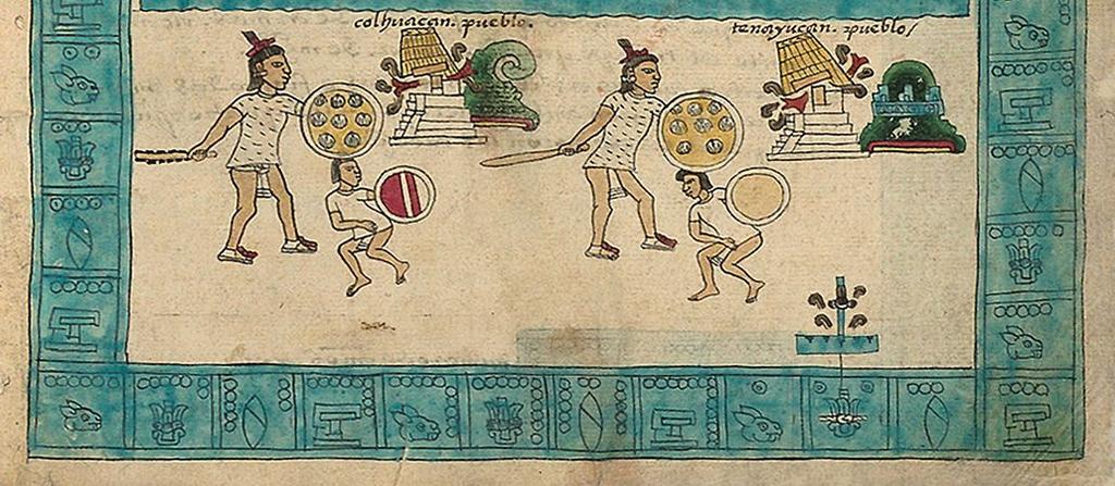 Depicts founding of Tenochtitlan (Aztec capital) and conquering of Colhuacan and