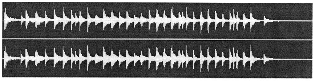 As you can see from the screen snapshot of the waveforms, the instrument on the right is playing more notes.