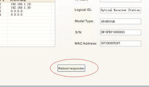 Reboot the responder, the new IP take effect (Click the reboot
