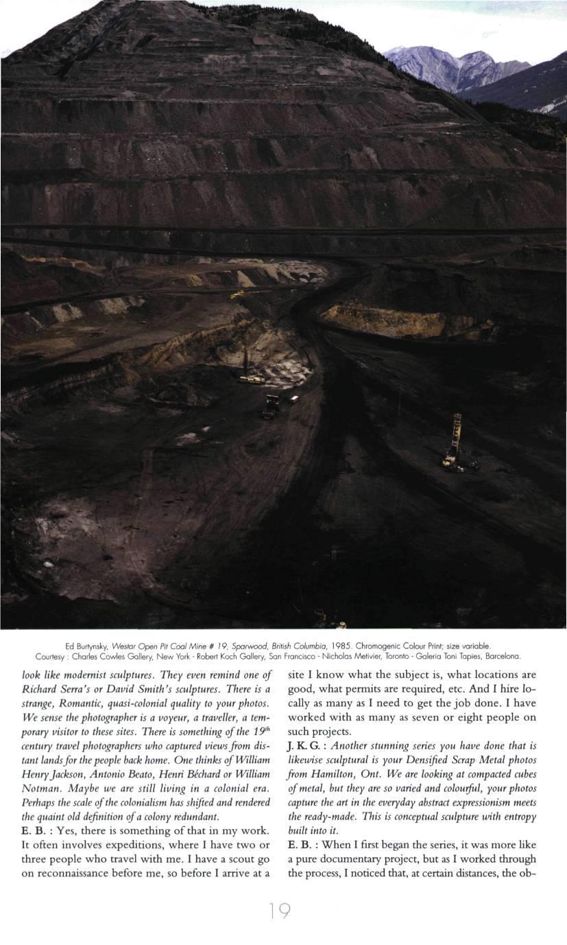 Ed Burtynsky, Westor Open Pit Coal Mine # 19, Sparwood, British Columbia, 1985. Chromogenic Colour Print; size variable.