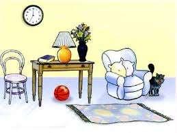Q.IX. Fill in the blanks with correct prepositions: (½x6=3) 3. The ball is the table. 4. The cushions are the sofa. 5. The cat is the sofa. 6. The chair is the table. 7. There are flowers the vase. 8.