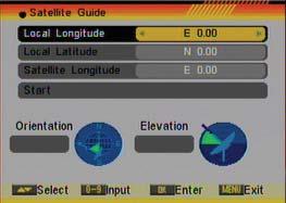 The receiver calculates the antenna s azimuth and elevation to point your antenna to the selected satellite. 1.