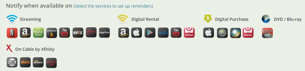 Another great feature of CanIStream.It is the option to set reminders for when a certain movie arrives on a certain streaming platform.