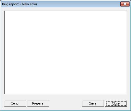 TROUBLE SHOOTING The Bug report New error dialog box should appear (Figure 150); there is an opportunity to describe an error.