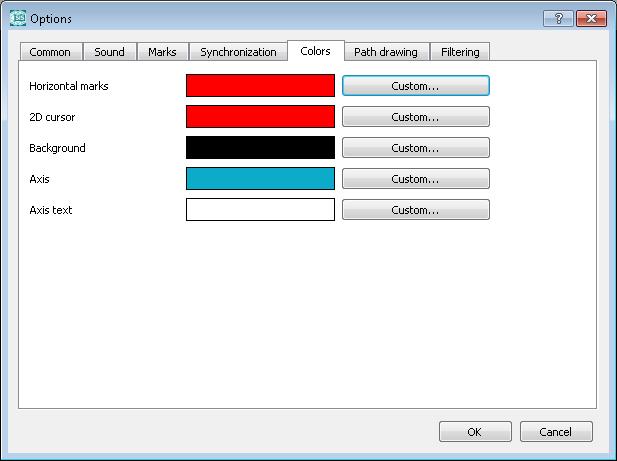 PROGRAM SETTING 5.3.6 Colors tab There is color adjustment of each element of the data windows to optimize their representation.