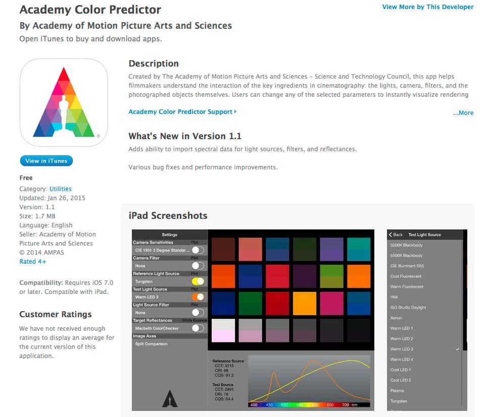 FREE ipad APP ALERT AMPAS Color Predictor The app helps predict interaction of the key