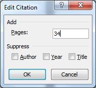 Click the Edit button to open an edit dialog box Repeating existing citations Create as many citations as you require for your work.