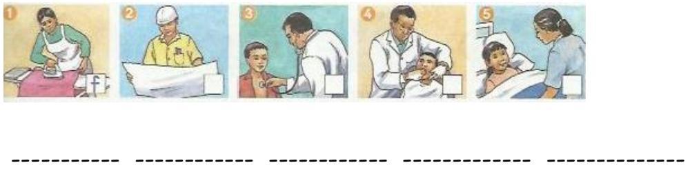 Card Four D- Vocabulary Q1: Look then write exact words under the picture:- doctor nurse dentist