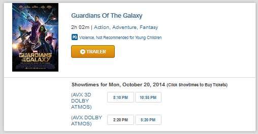 Once you have selected your new date, click [FIND SHOWTIMES] to update the list.