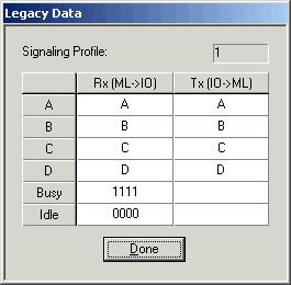 Chapter 2 Agent Configuration Mode Viewing Legacy Data Profile To view legacy data parameters: From the Signaling Profile Dialog Box, select a profile whose type is Legacy and click <Legacy Data >