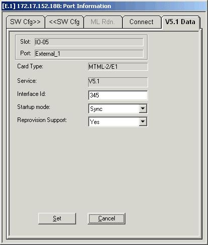Chapter 2 Agent Configuration Mode MTML-2/E1 V5.1 s To configure V.51 data parameters for an MTML-2/E1 external port: 1. In the Card View, click the required port. 2. From the Configuration menu, select Port Info.