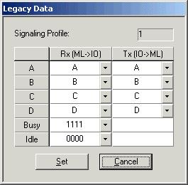 conventions. Conversion of the internal signaling information to the format used by the equipment connected to Megaplex links. To set legacy data parameters: 1.