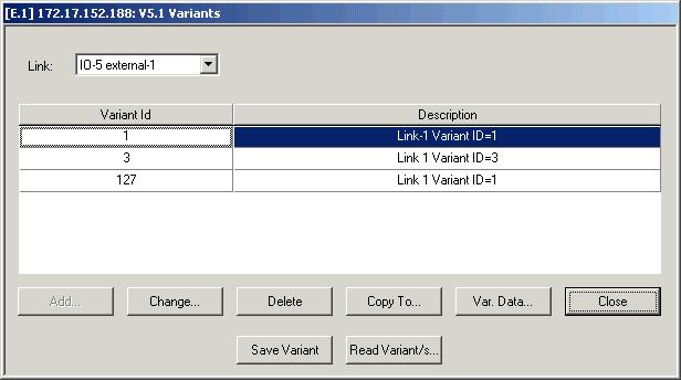 Chapter 1 Edit Configuration Mode Setting V5.1 Variants To set V5.1 variants: From the Configuration menu, select V5.