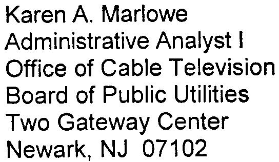 of Public Utilities Office of Cable Television Two Gateway Center Newark, NJ 07102 Jessica L.