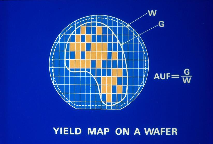 Several slides following this are related to the yield of LSI, which was the theme which I was good at. This figure expresses the defect distribution on the wafer.