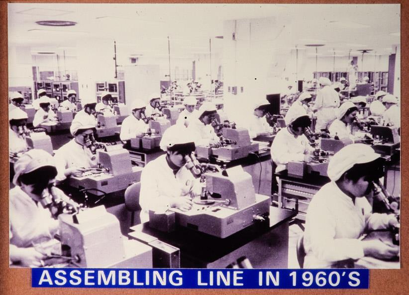 In 1960 s, assembling process depended on the manual work of young girls. They were called "transistor girls, and were precious as "golden eggs".