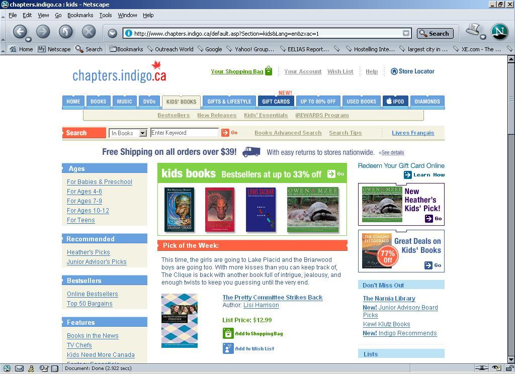 Bookstore Chain: www.chapters.