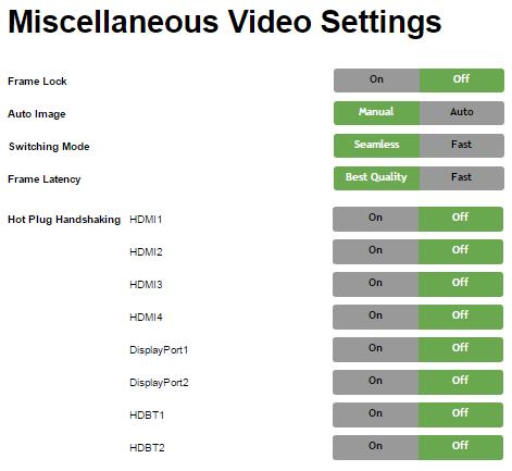 9.7 The Miscellaneous Video Settings Page Figure 44 shows the Miscellaneous Video Settings page.