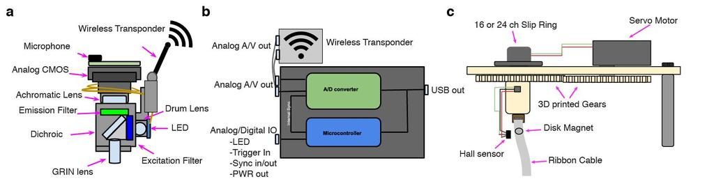 Supplementary Figure 4 Schematic of custom camera and acquisition system. (a) Signals from the camera can be wirelessly relayed with an off-the-shelf wireless transmitter (BOSCAM TX24019 or other).