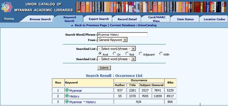individual library Keyword search Keyword
