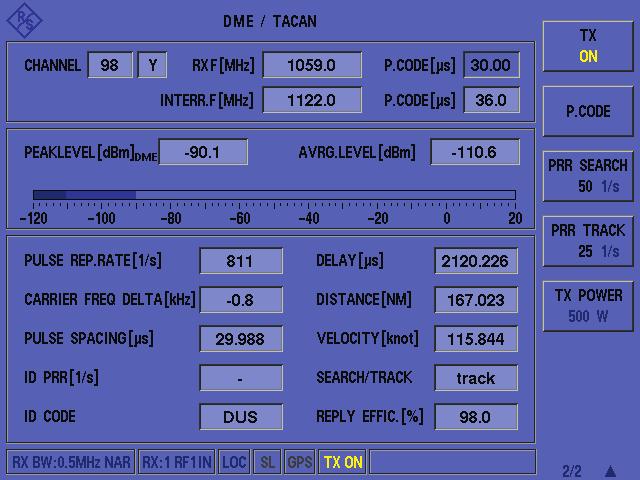 Expanded functionality and adaptation using hardware and software options DME screen: all relevant signal parameters at a glance.