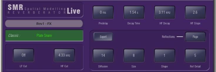 Most provide 2 outputs (stereo). 5.4 FX Devices available SMR Reverb Unassign Touch this button to reset the FX device outputs to feed its related short FX Return channel. 5.3 FX Libraries Touch the Library button to open the Library window.
