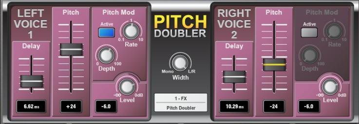 VocalShift allows large shifts of up to +/- 1 octave, with a further switchable octave downshift. The wide range makes it ideal for theatrical or more extreme musical effects.