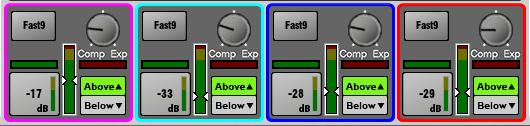 The Dynamic EQ can be loaded into one or more of the 8FX slots and then inserted into any of the input or mix channels.
