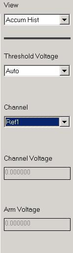 Voltages Menu Threshold Voltage When set to Auto, the start and stop threshold reference voltages are based on the minimum and maximum pulse level found on each channel.