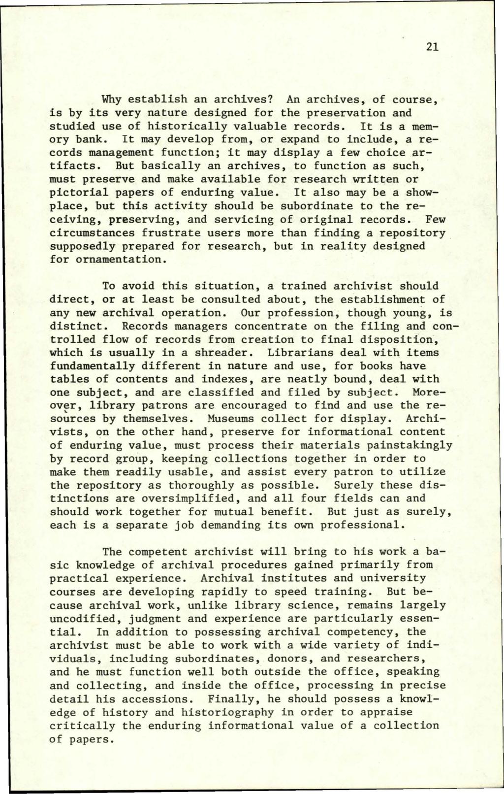 Georgia Archive, Vol. 1 [1973], No. 1, Art. 4 21 Why establish an archives?