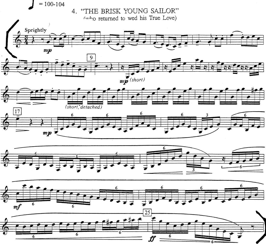 Grainger Lincolnshire Posy (Mvt. 4 - The Brisk Young Sailor ) Target tempo is as indicated, quarter note = 100-104 but.