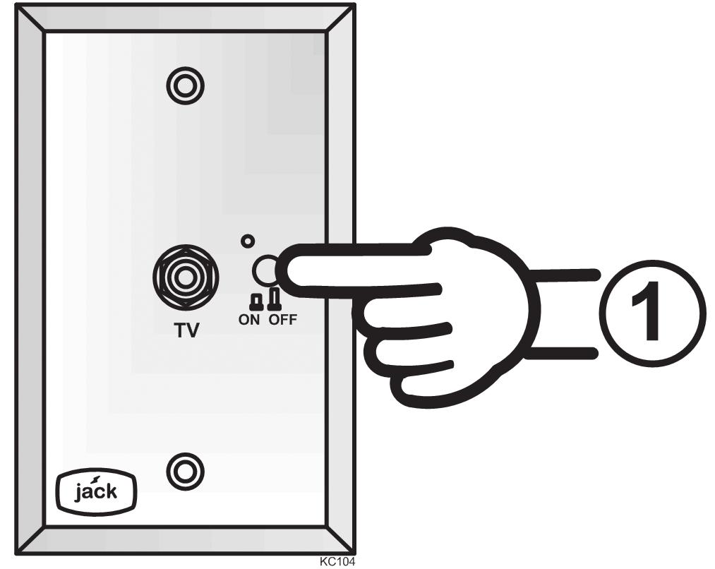 When off, the cable TV signal will be fed to the two TV outputs if wired for cable TV input. POSITIONING THE ANTENNA 1. Turn on antenna power at Power Injector Wall Mount Plate. 2.