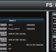 The settings generally correspond to the front panel display parameters, providing you two methods of controlling the FS-HDR.