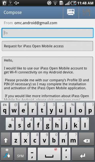 Users will need to be provisioned on the Open Mobile Portal (and have an ipass account available) in order for the service to function.
