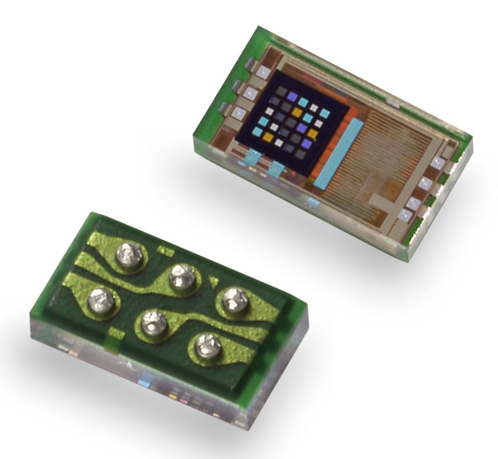 Data brief World's smallest multispectral sensor with UV and light flicker detection Features Miniature optical module 1.83 x 1.0 x 0.