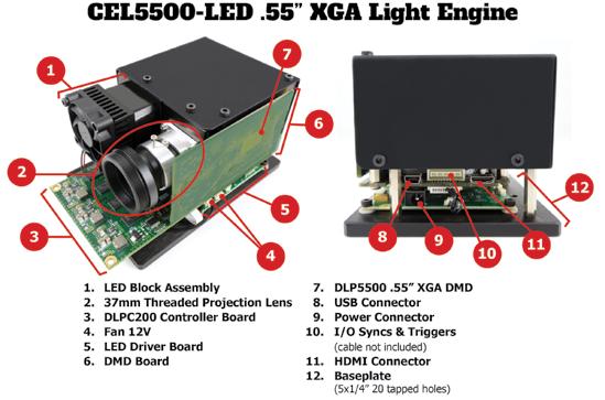 CEL5500 CONFIGURATIONS 4CEL5500-LED.55 XGA Light Engine 4CEL5500-Fiber.55 XGA Light Engine 4CEL5500-LED.