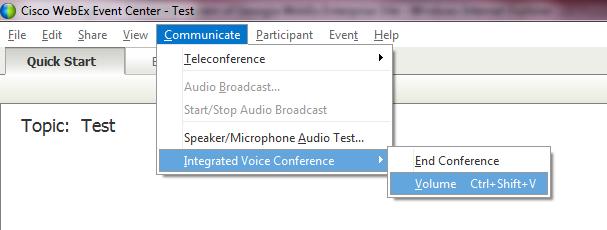 WebEx Housekeeping Audio and volume adjustment in WebEx If you