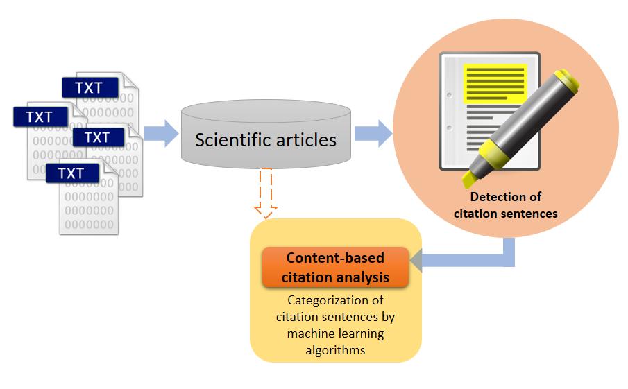 Figure 1: The main phases of a content-based citation analysis study. At the beginning of a content-based study, it is important to create a database, which contains scientific articles.