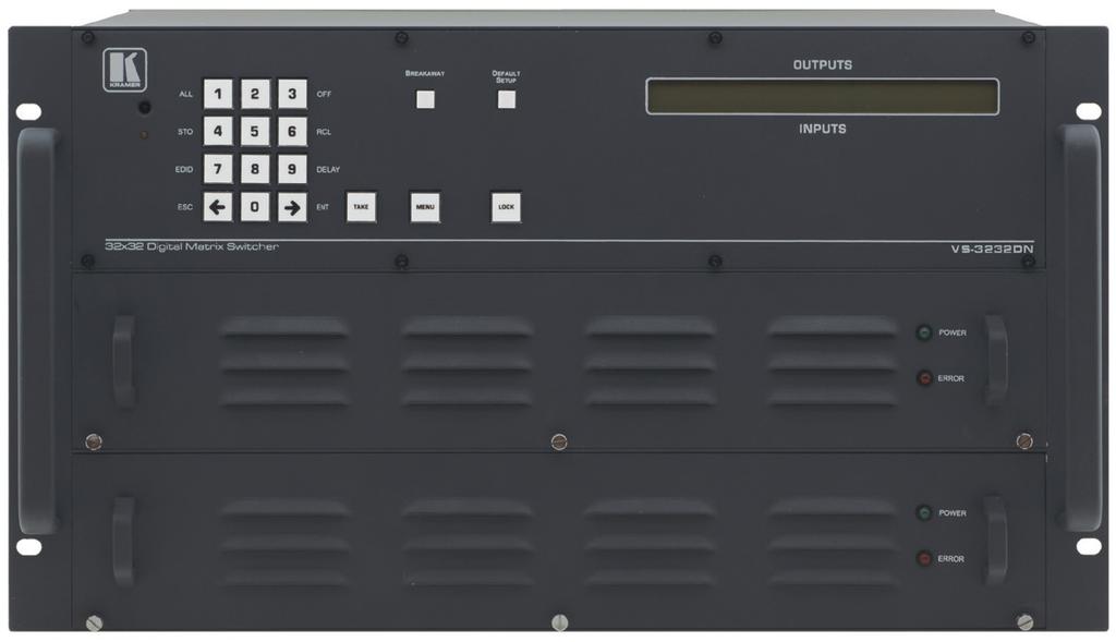 32X32 FRAME EXAMPLE OVERVIEW Manage with Front panel numeric keypad HDCP-enabled through the HDMI core 2-line LCD monitor for operational status