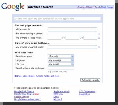 Use the advanced search options Within Google and Google Scholar use