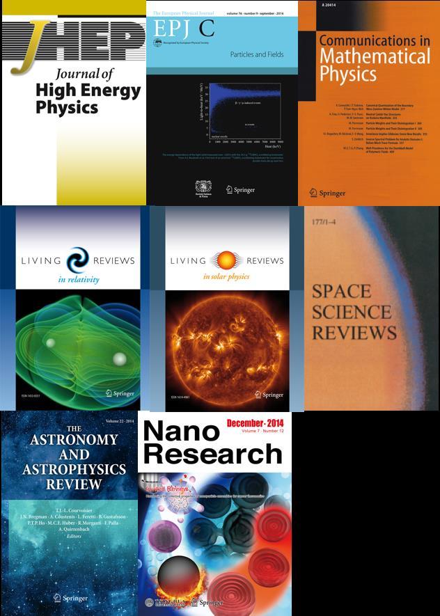 Publishing Your Research 2016 Page 13 Selection of Springer s Physics and Astronomy Journals Journal Impact Factor Journal of High Energy Physics 6.02 EPJ C 4.91 Nano Research 8.