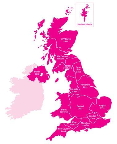LGC/S3/08/5/2 7. The geographical areas covered by the each of the TV regions are shown below. Help Scheme 8.