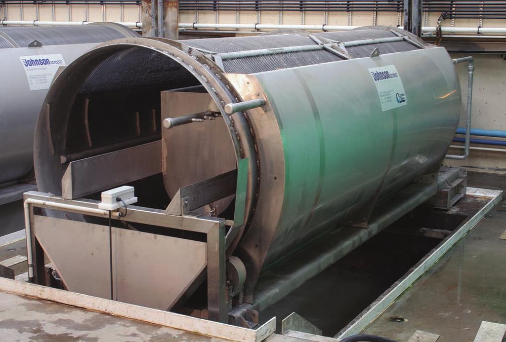Rotating Drum/Channel Screens Johnson Screens EMD Rotary Drum Screen are installed at a 35o angle and are used for trash screening and water treatment in the pulp and paper industry.