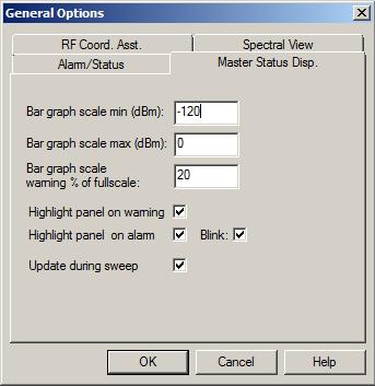 Master Status Display Options These setting affect the Master Status Display.