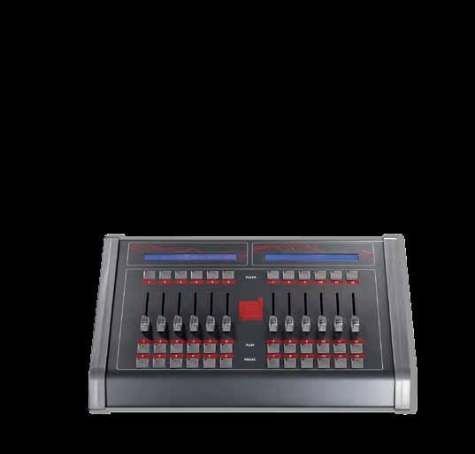 the fader configurations - 12 controller buttons for direct access to playback and programming functions - 12