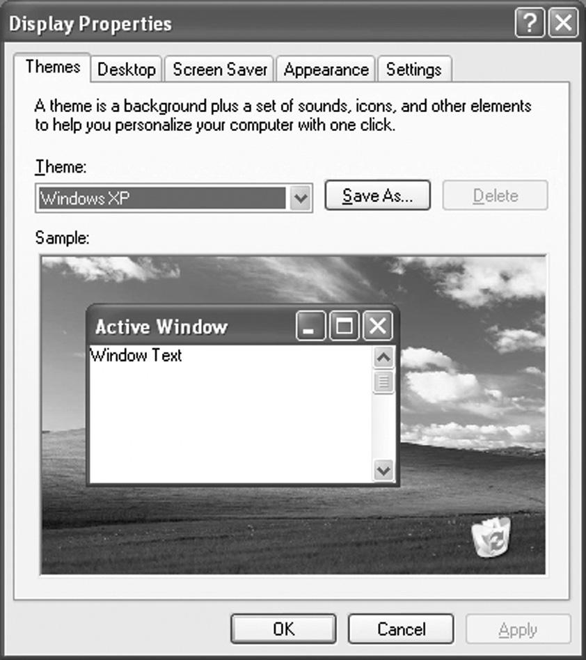 Setting up Your PC Software (Based on Windows XP) The Windows display-settings for a typical computer are shown below.