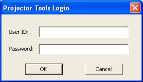3.2 Start Application Select Windows [Start] [Program] [Projector Tools] [Projector Control Application]. The login window is appeared.